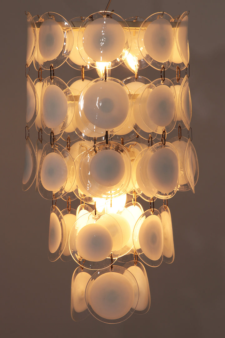 Italian Mid-Century Murano, Venetian Glass Disc Chandelier by Vistosi
