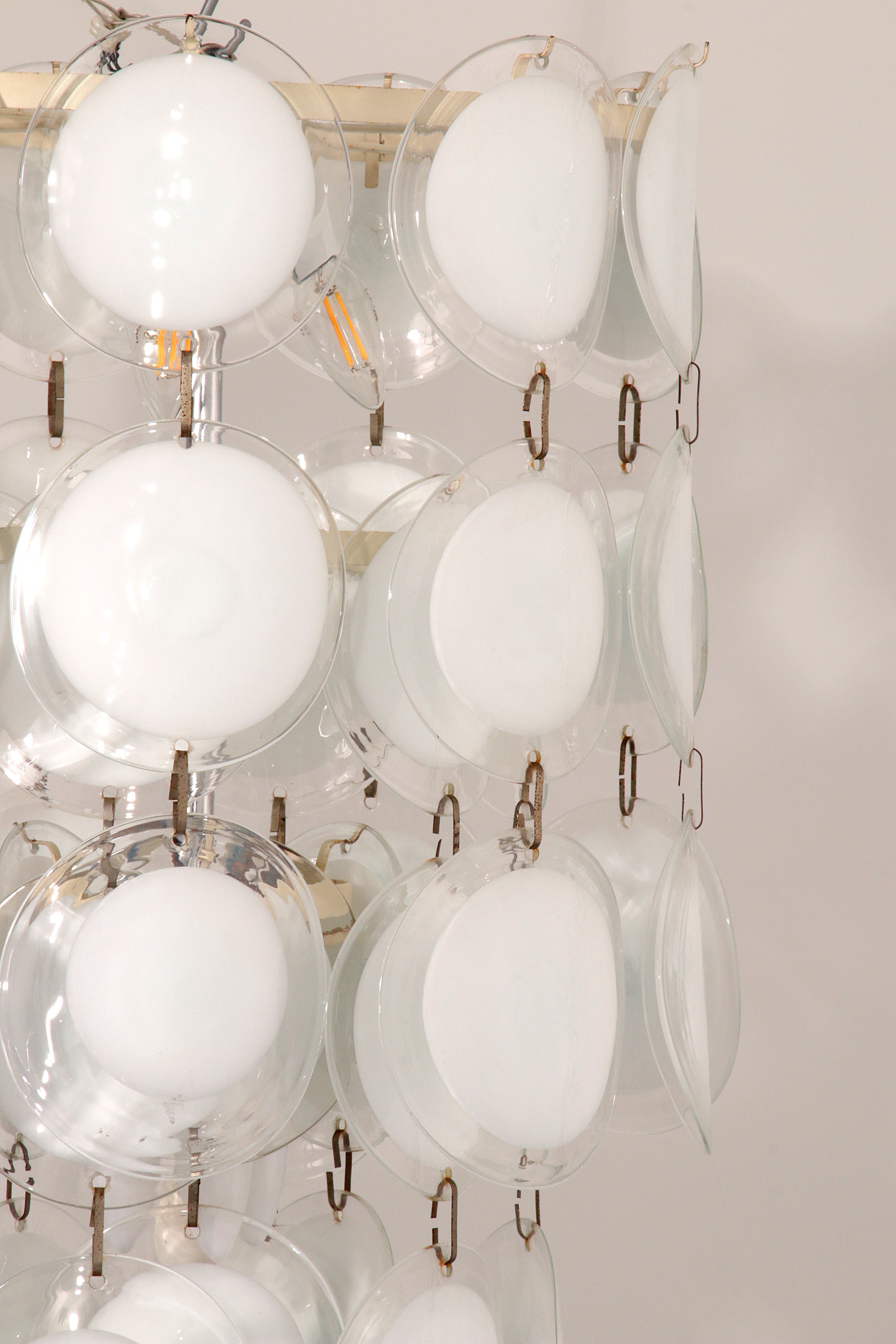 Italian Mid-Century Murano, Venetian Glass Disc Chandelier by Vistosi