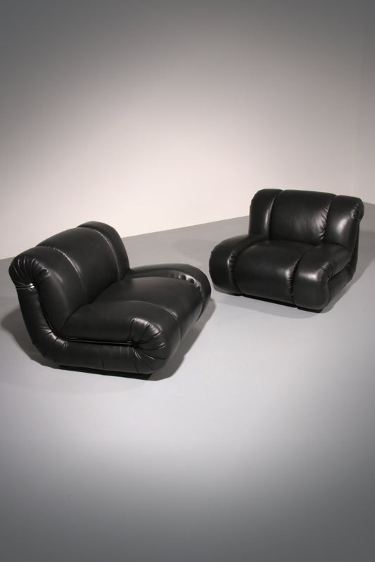 Mimo Padova  Black Leader Modulaire Lounge chairs "Velasquez" - 1970