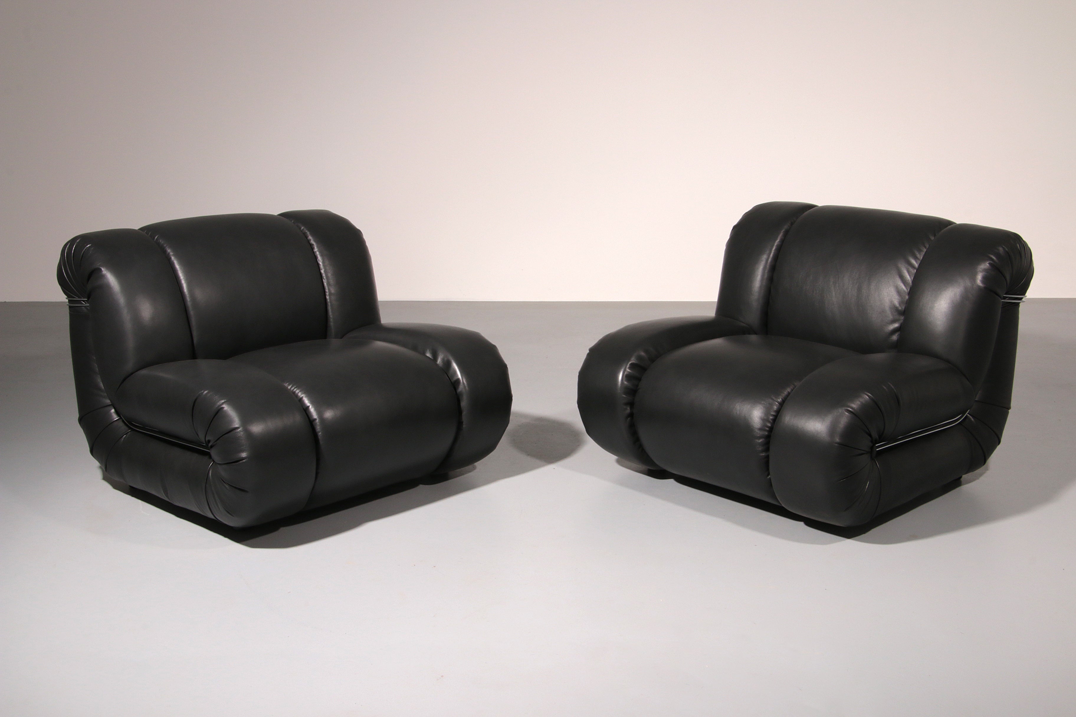 Mimo Padova  Black Leader Modulaire Lounge chairs "Velasquez" - 1970