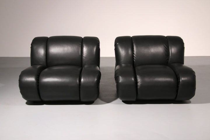 Mimo Padova  Black Leader Modulaire Lounge chairs "Velasquez" - 1970
