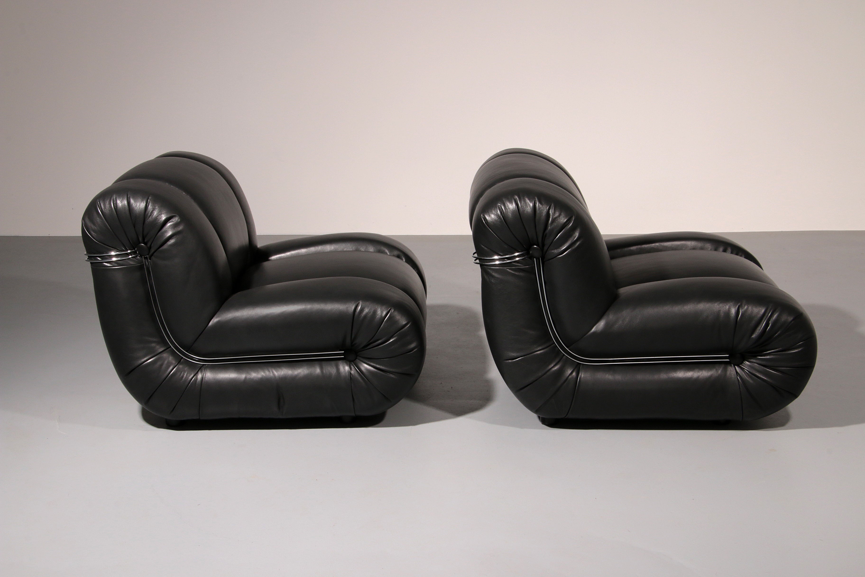 Mimo Padova  Black Leader Modulaire Lounge chairs "Velasquez" - 1970