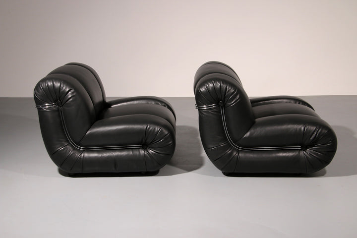 Mimo Padova  Black Leader Modulaire Lounge chairs "Velasquez" - 1970