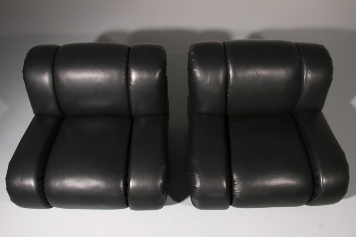 Mimo Padova  Black Leader Modulaire Lounge chairs "Velasquez" - 1970