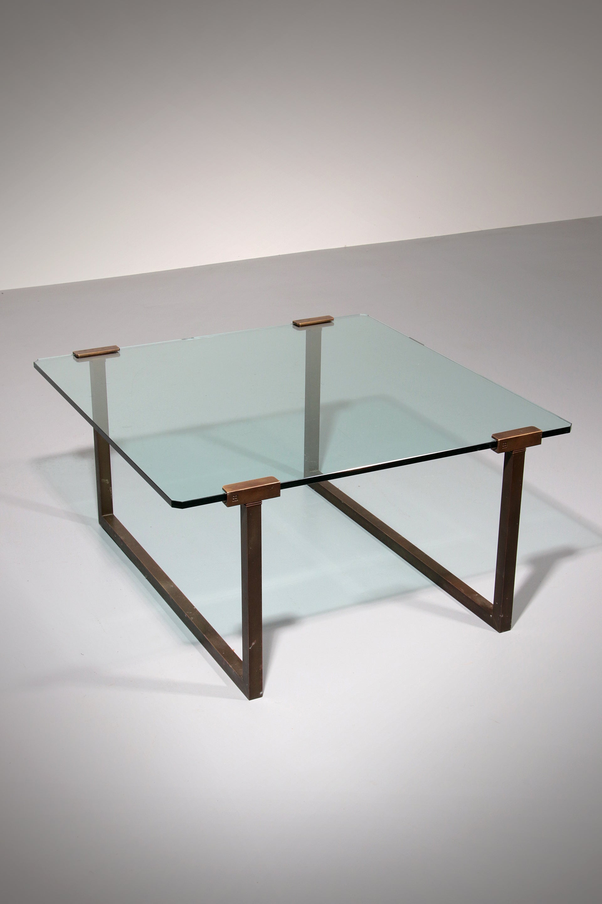Coffee Table Glass and Brass by Peter Ghyczy Model T54 1970