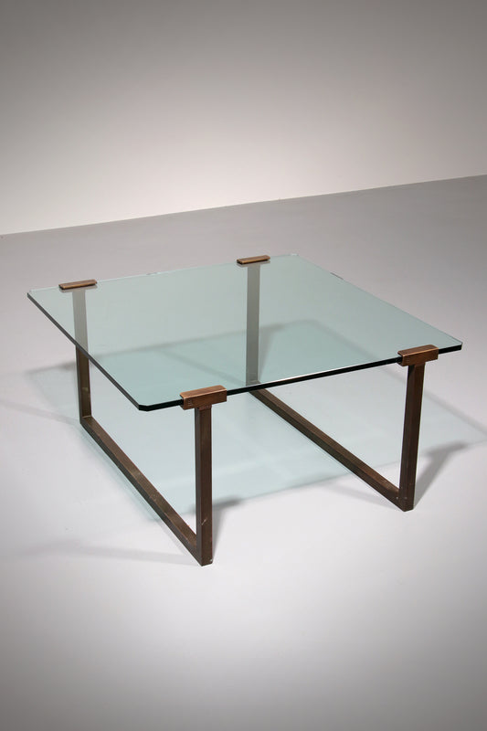 Coffee Table Glass and Brass by Peter Ghyczy Model T54 1970