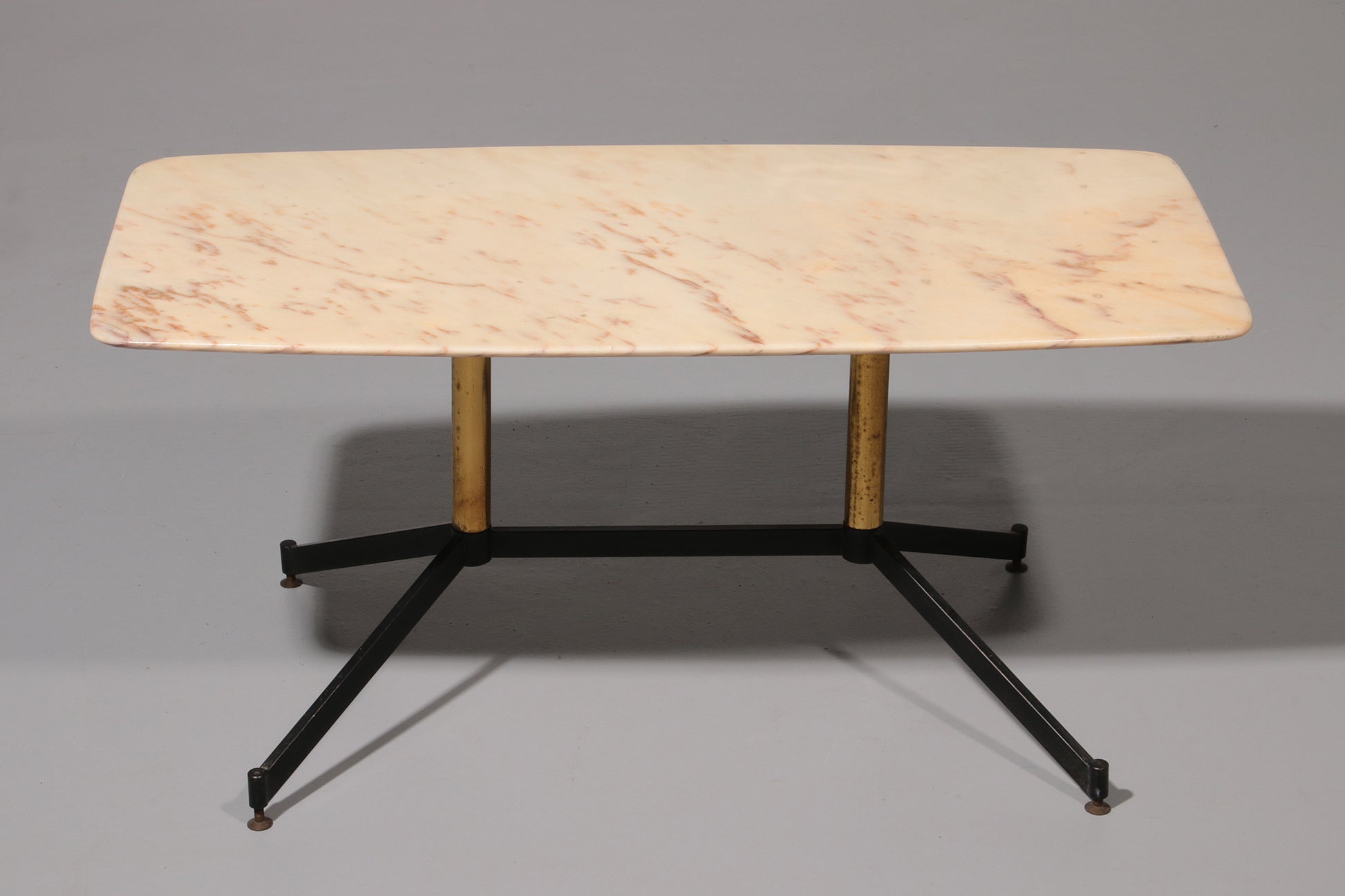 Marble Italy in the Style of Gio Ponti Coffee Table Metal Brass, 1960s