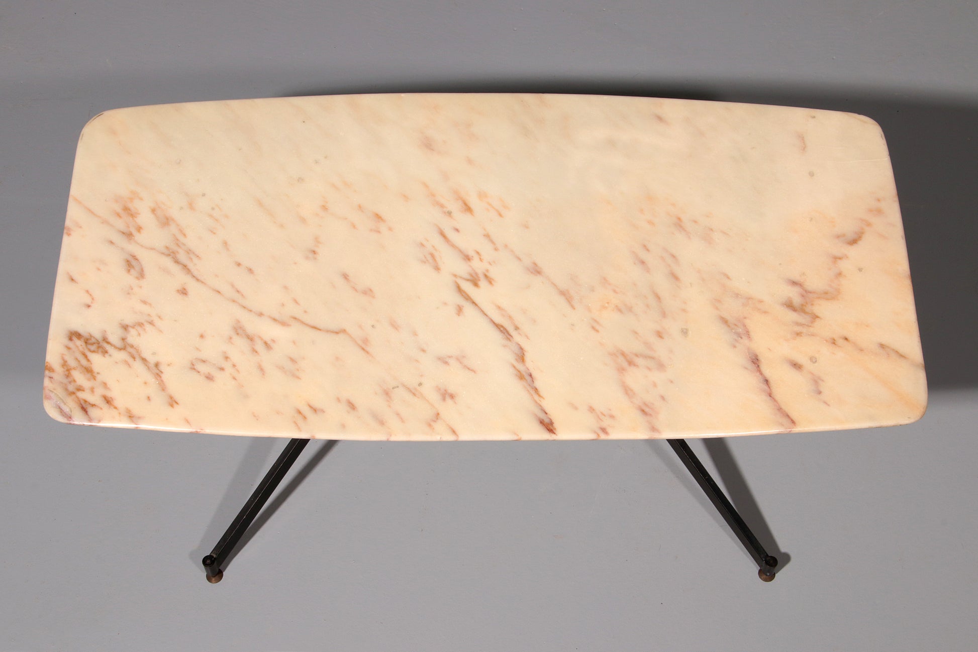 Marble Italy in the Style of Gio Ponti Coffee Table Metal Brass, 1960s