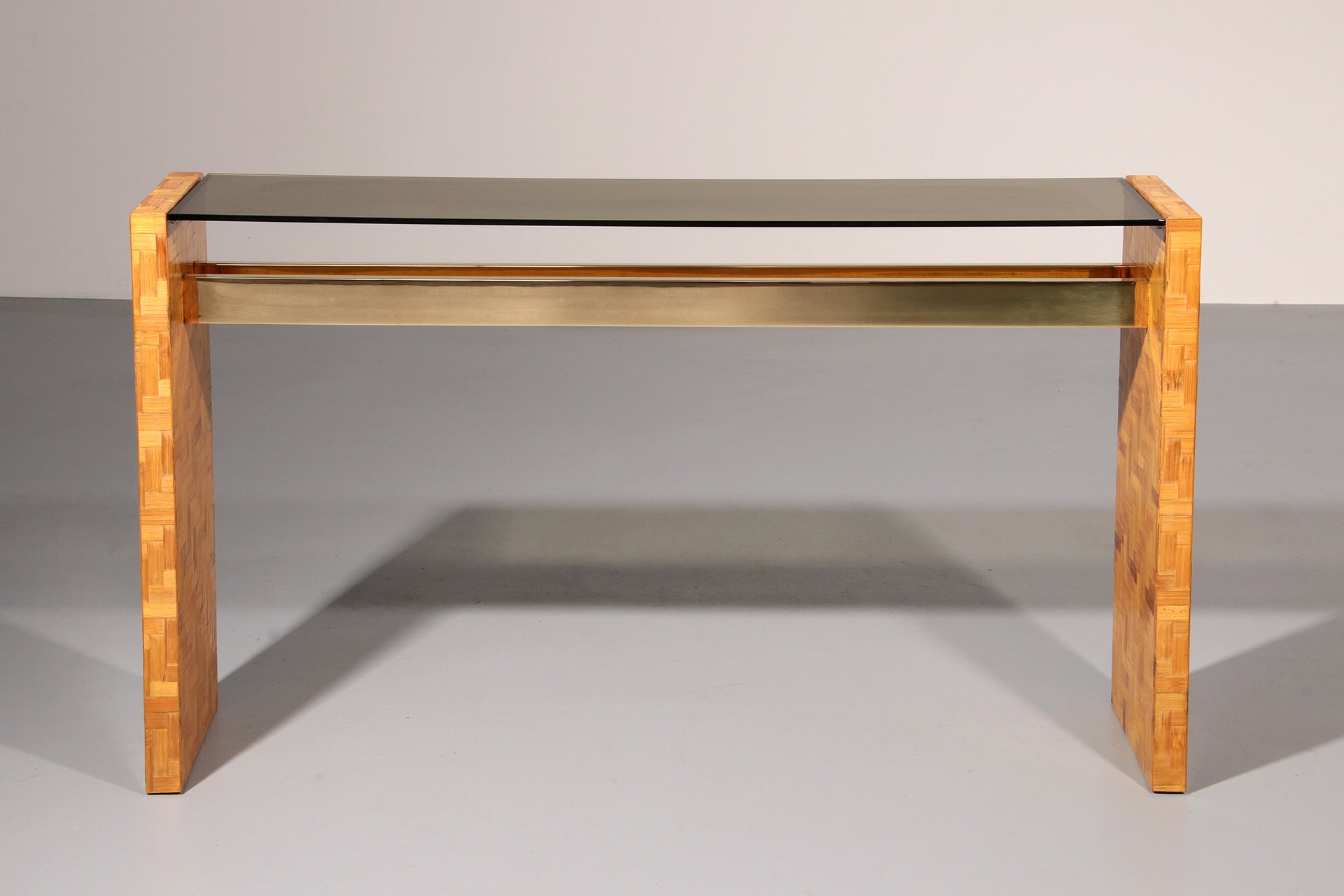 Max Papiri Braided Banana Wood & Smoked Glass Side Table – A Sculptural Modern Classic