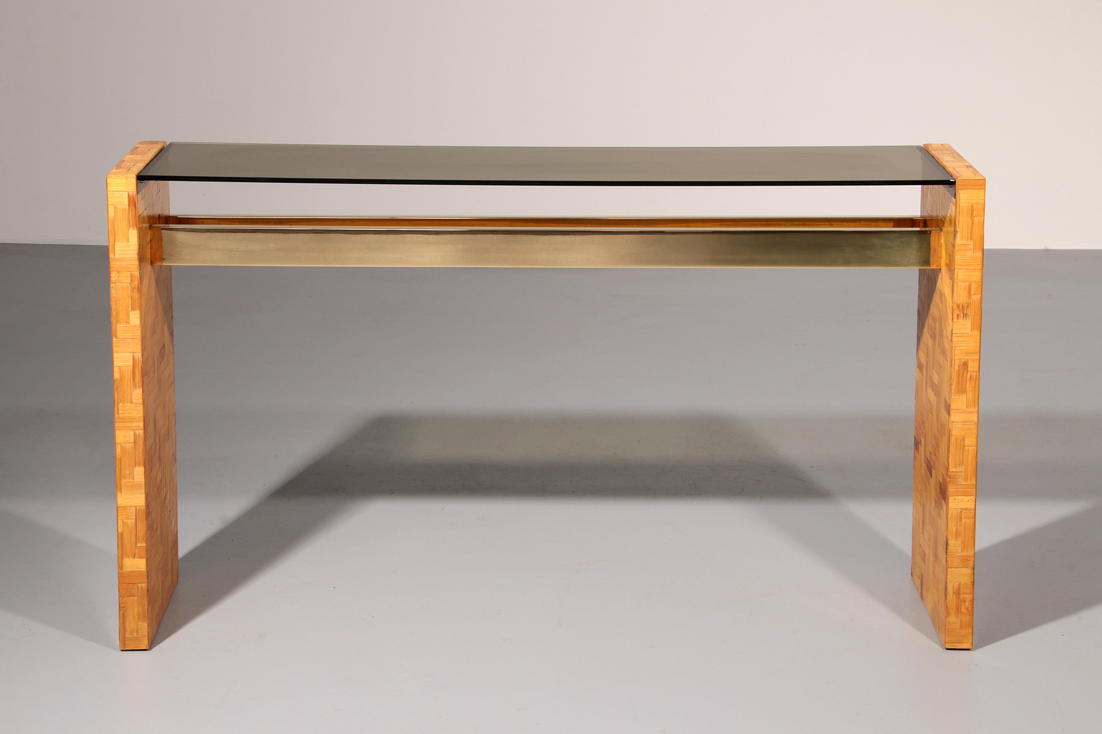 Max Papiri Braided Banana Wood & Smoked Glass Side Table – A Sculptural Modern Classic