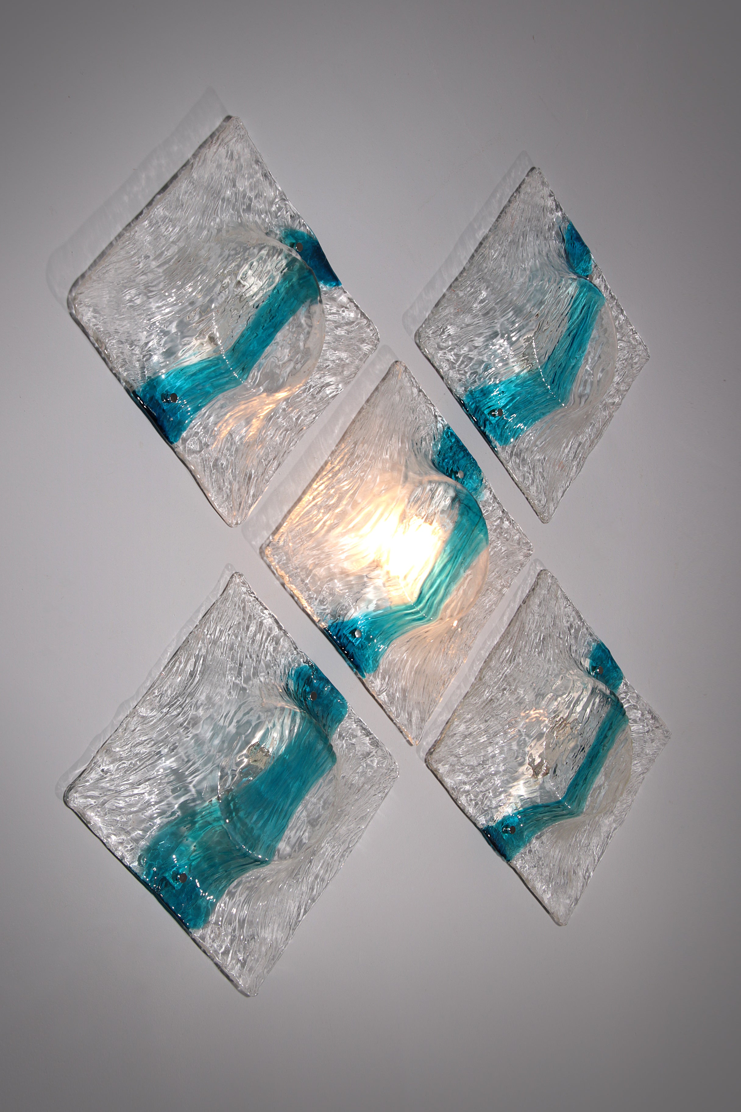 Murano Flush Mount Scone by Toni Zuccheri for Venini 5 pieces.