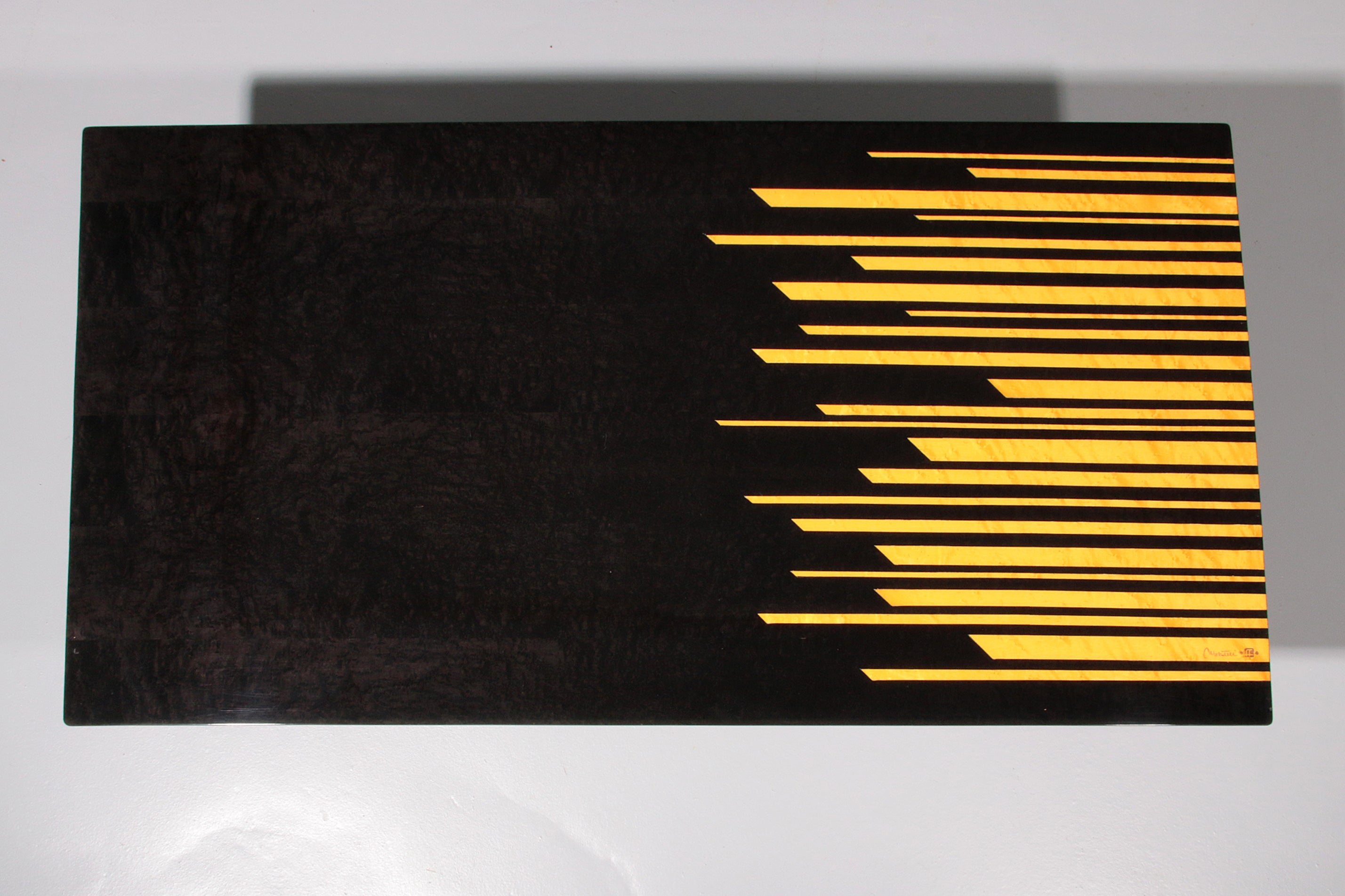 1980s Italian Coffee Table in Black and Yellow Lacquered wood.