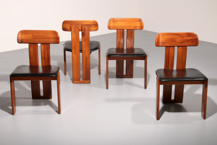 Mario Marenco Walnut Sapporo Dining Chairs for Mobilgirgi, 1970s