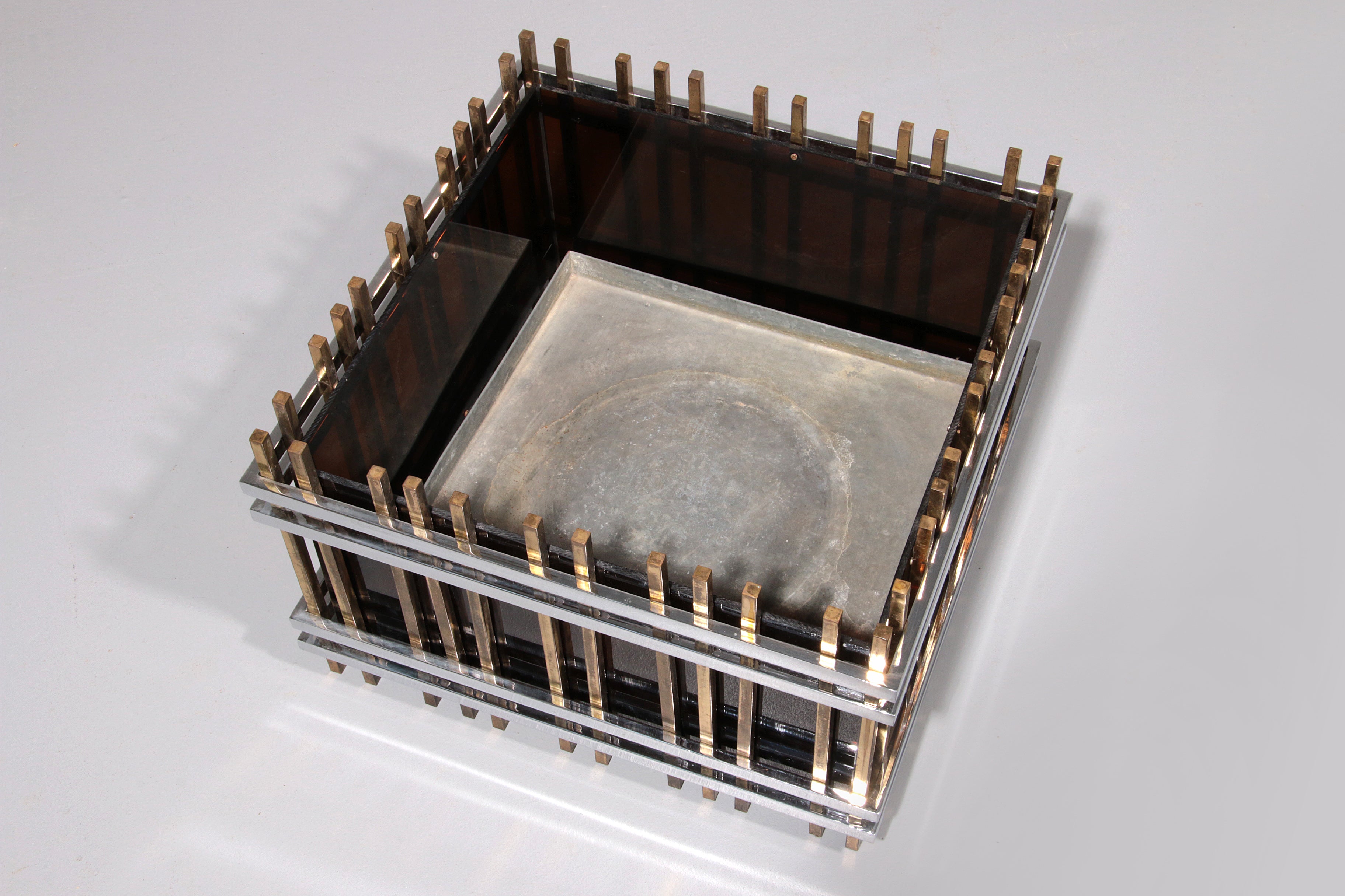 Italian Modernist “Fioriera” Planter Attributed to Romeo Rega – Brass, Chrome &  Acrylic