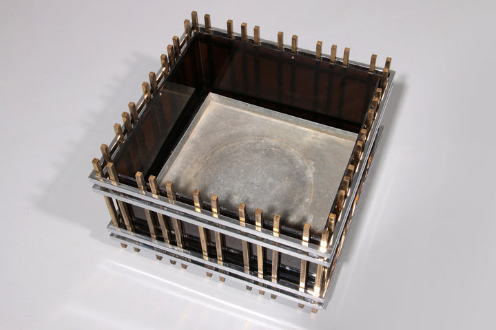 Italian Modernist “Fioriera” Planter Attributed to Romeo Rega – Brass, Chrome &  Acrylic