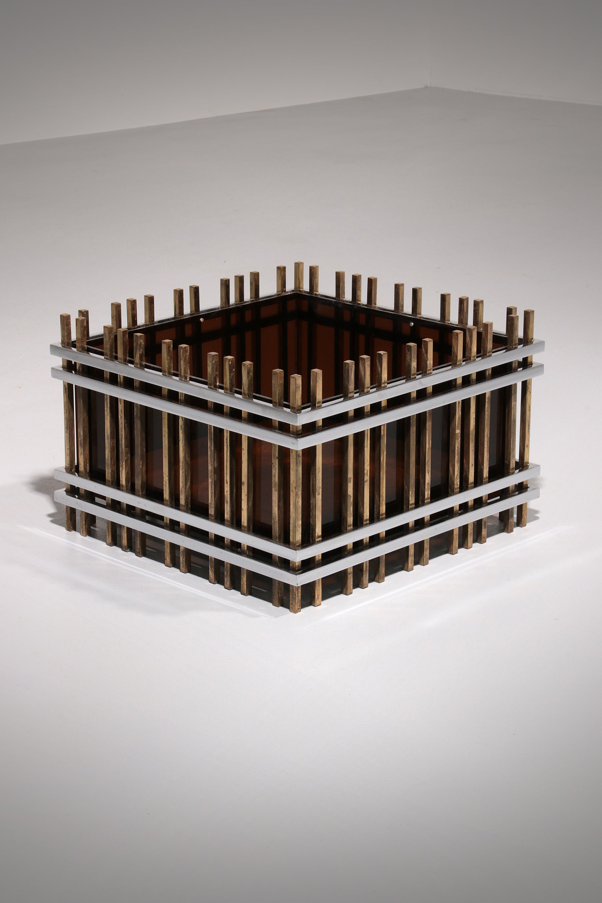 Italian Modernist “Fioriera” Planter Attributed to Romeo Rega – Brass, Chrome &  Acrylic