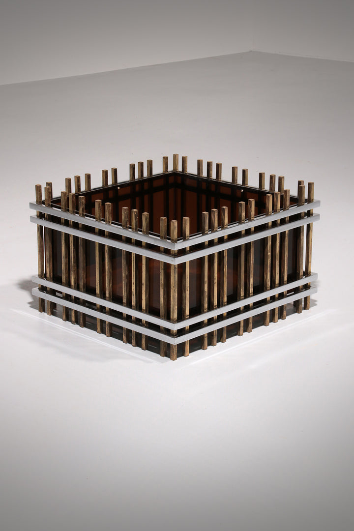 Italian Modernist “Fioriera” Planter Attributed to Romeo Rega – Brass, Chrome &  Acrylic