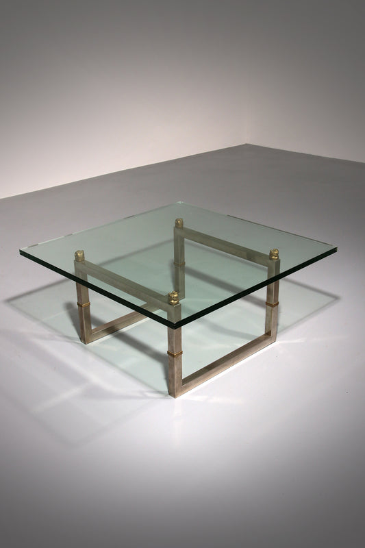 Peter Ghyczy Glass Coffee Table with Stainless Steel Frame Biri T29