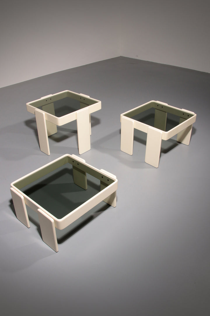 Gianfranco Frattini Stacking Tables for Cassina – Original Off-White Lacquer