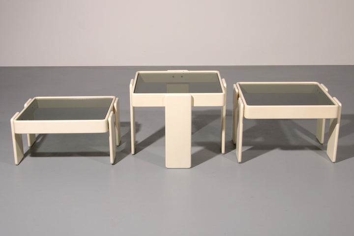 Gianfranco Frattini Stacking Tables for Cassina – Original Off-White Lacquer