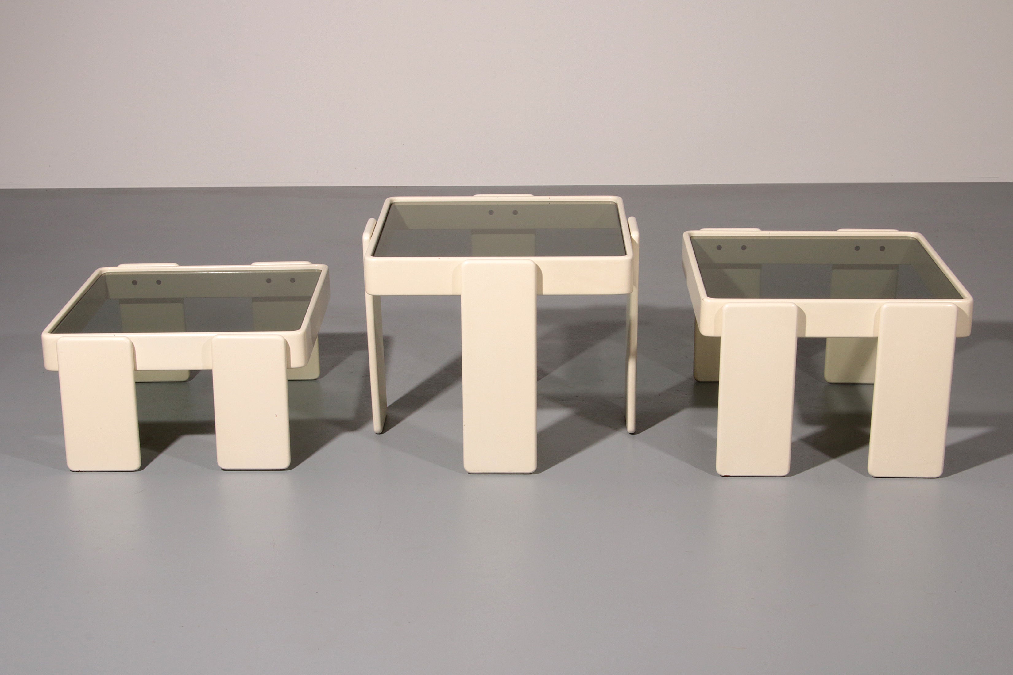 Gianfranco Frattini Stacking Tables for Cassina – Original Off-White Lacquer