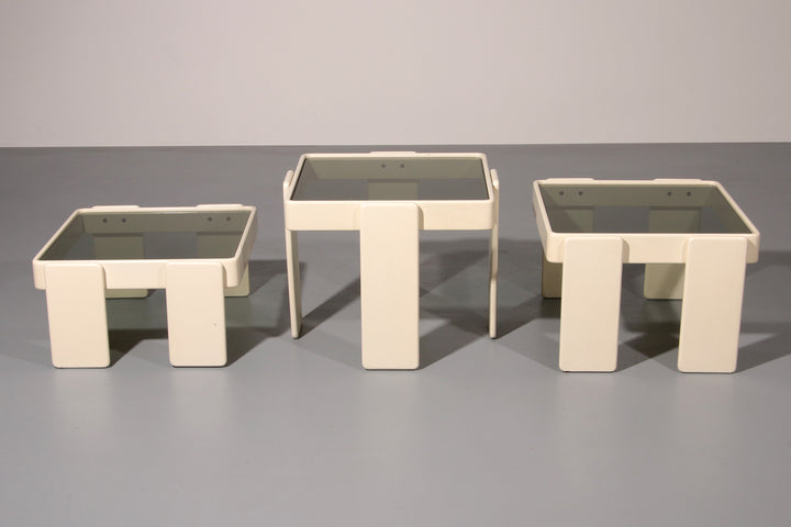 Gianfranco Frattini Stacking Tables for Cassina – Original Off-White Lacquer