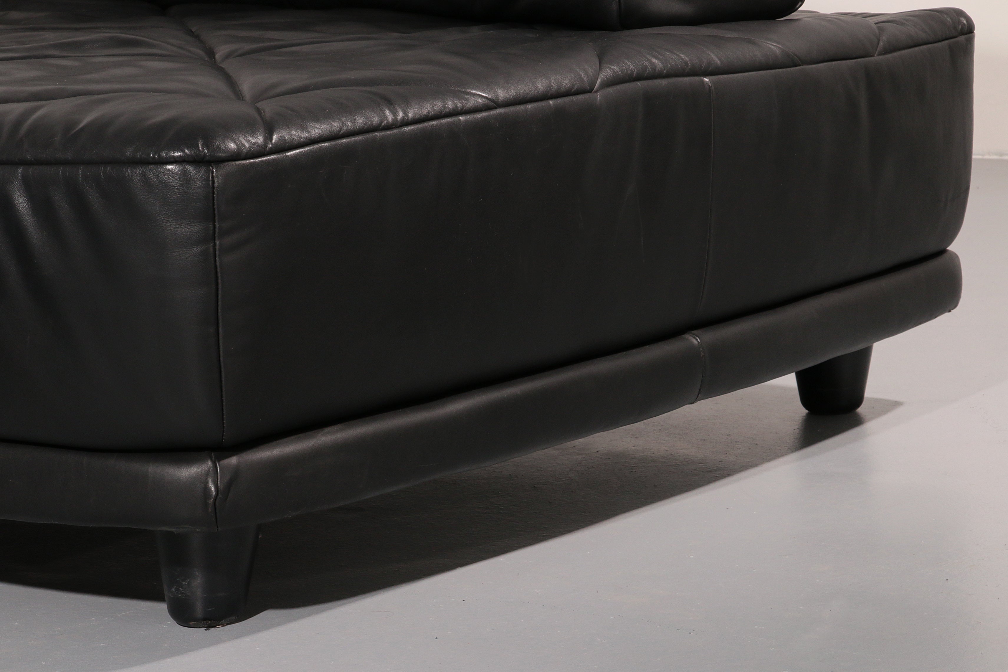 Luxury Black Leather Modular Sofa – 4 Separate Elements.