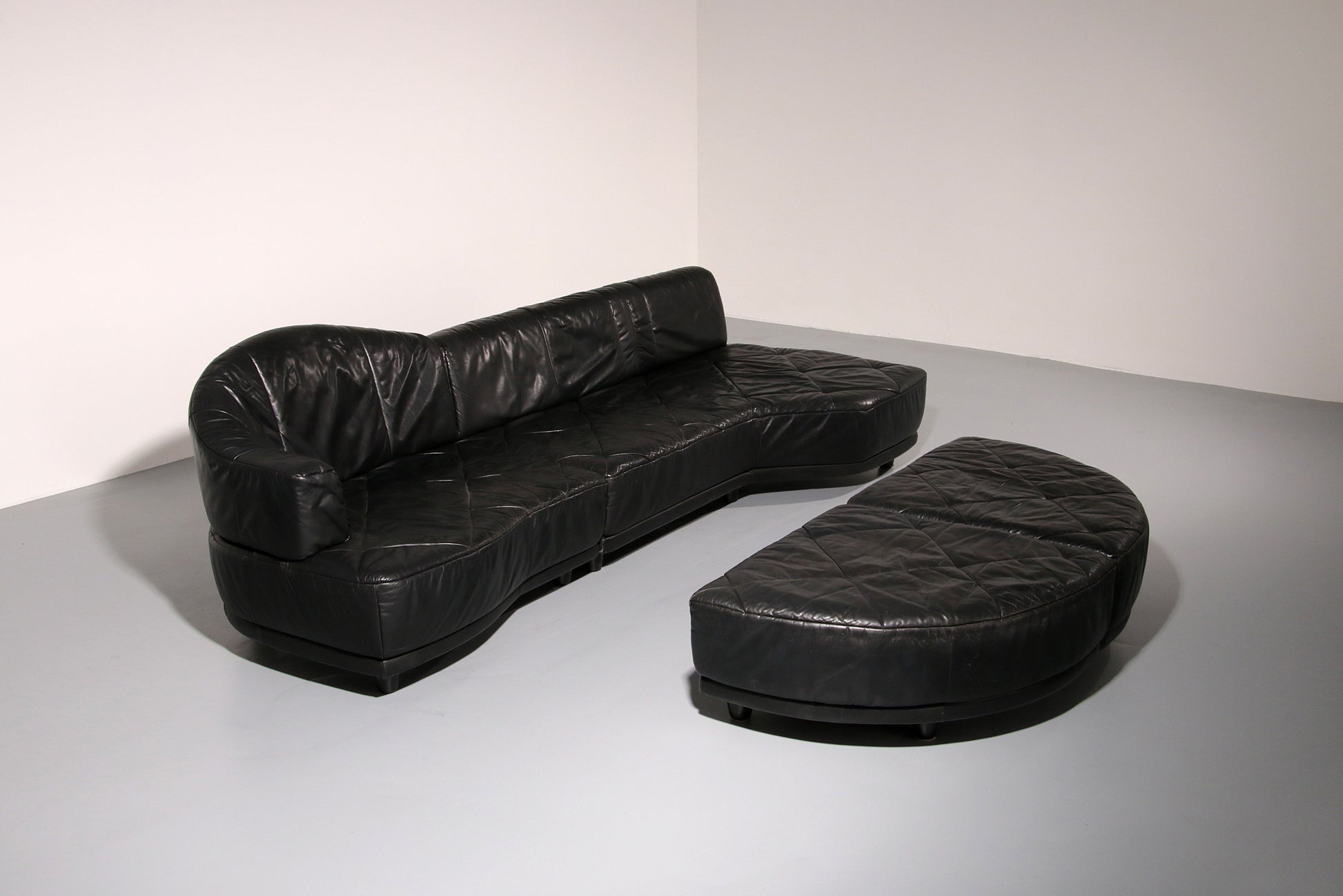 Luxury Black Leather Modular Sofa – 4 Separate Elements.