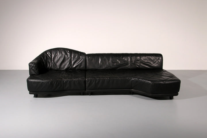 Luxury Black Leather Modular Sofa – 4 Separate Elements.