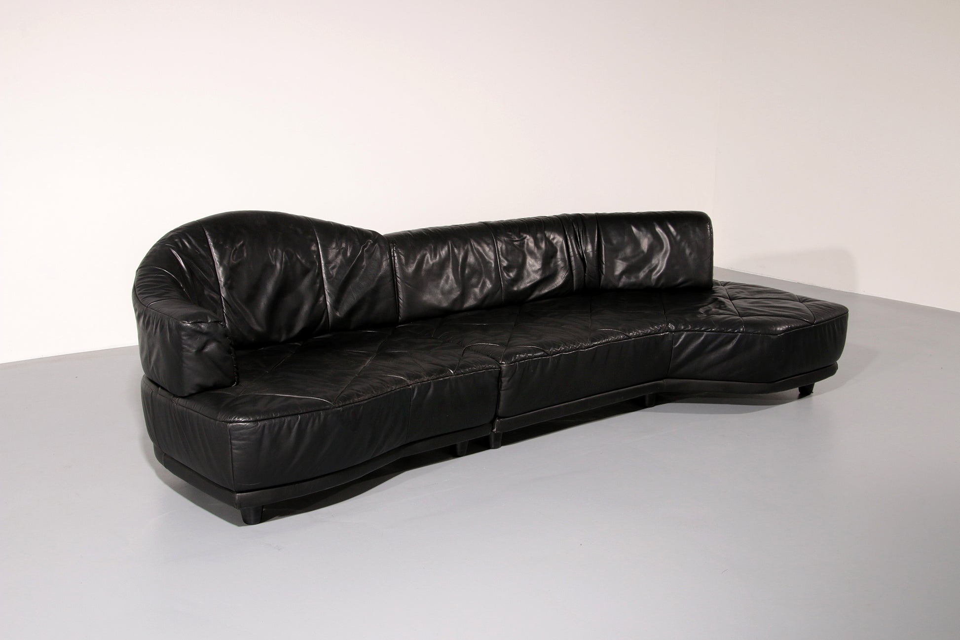 Luxury Black Leather Modular Sofa – 4 Separate Elements.