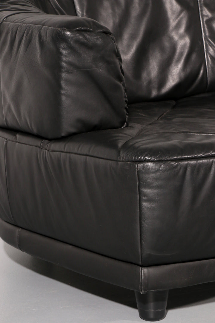 Luxury Black Leather Modular Sofa – 4 Separate Elements.
