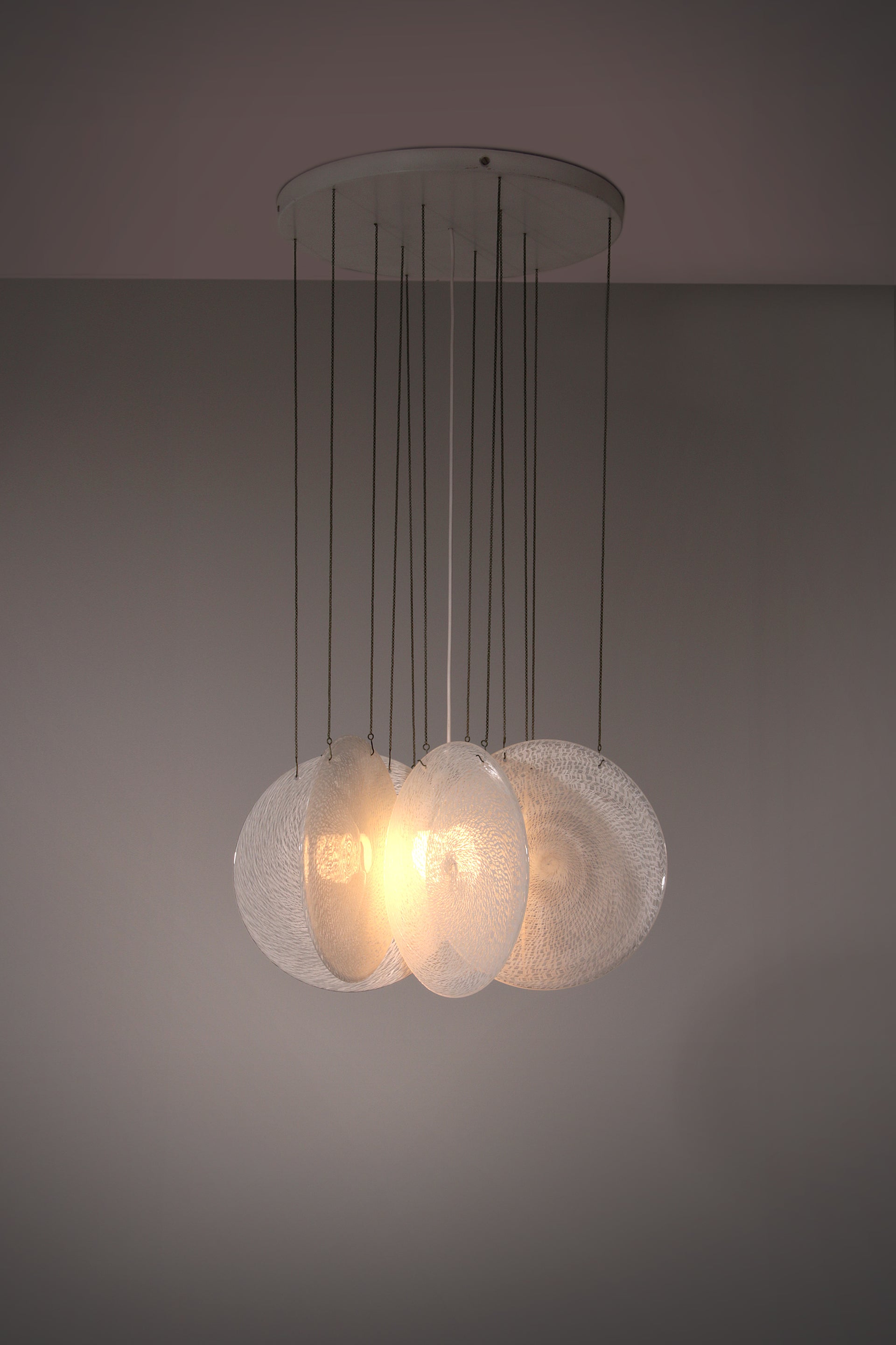 1960s Carlo Nason Glass & Steel Chandelier – Iconic Italian Mid-Century Design