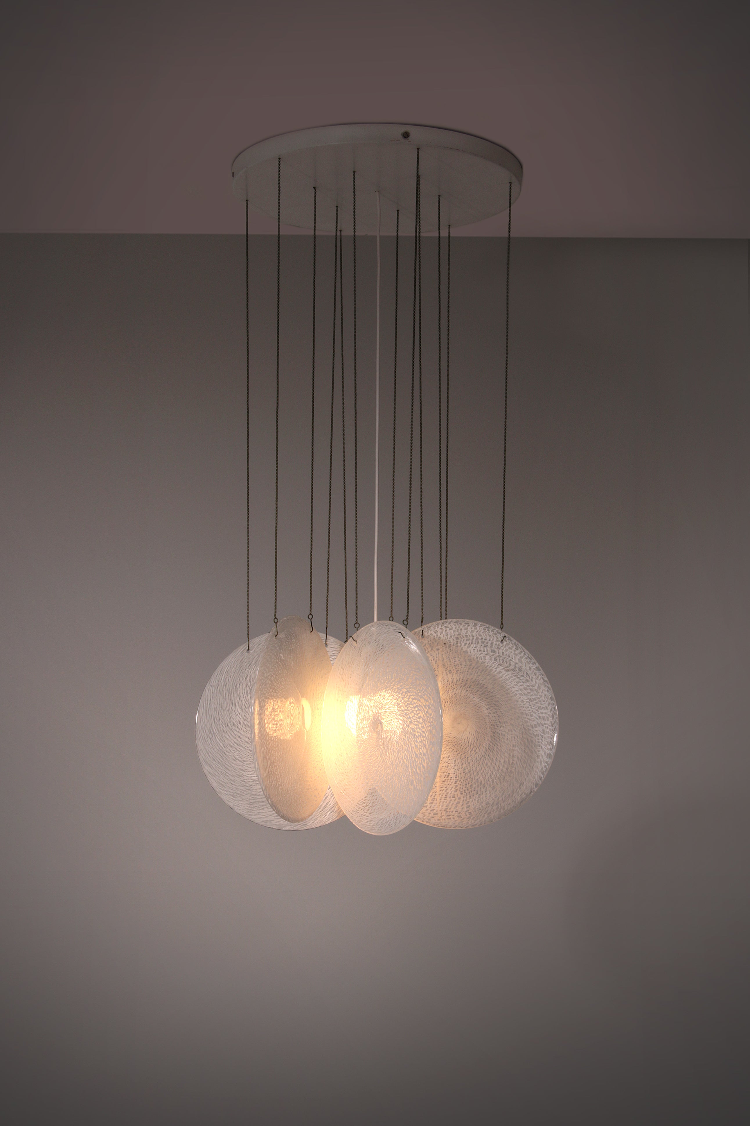 1960s Carlo Nason Glass & Steel Chandelier – Iconic Italian Mid-Century Design