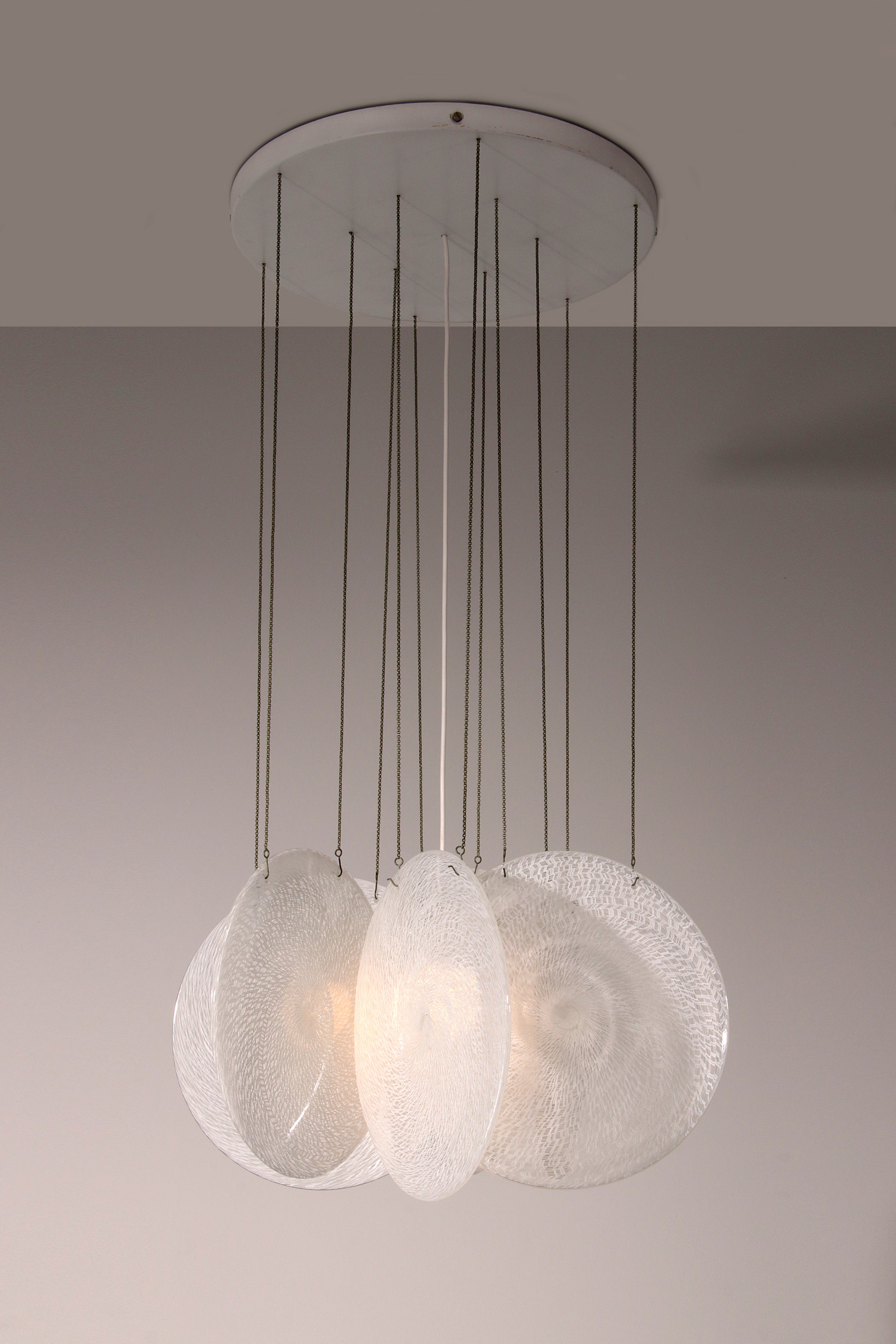 1960s Carlo Nason Glass & Steel Chandelier – Iconic Italian Mid-Century Design