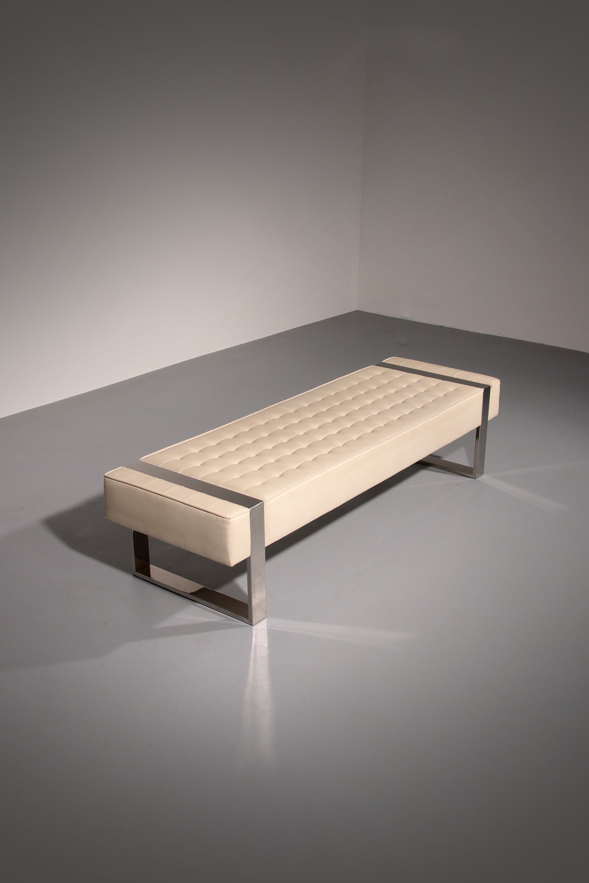 Leather Bench with Chrome Base from Germany 1980