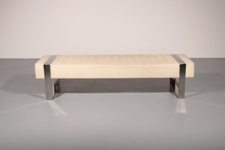 Leather Bench with Chrome Base from Germany 1980