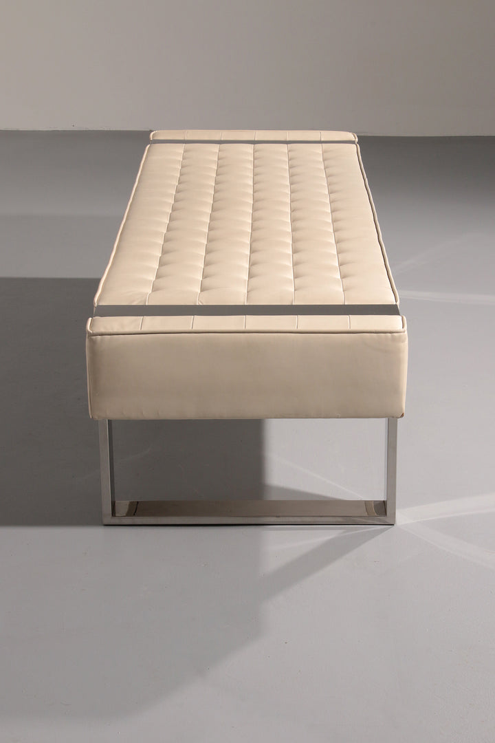 Leather Bench with Chrome Base from Germany 1980