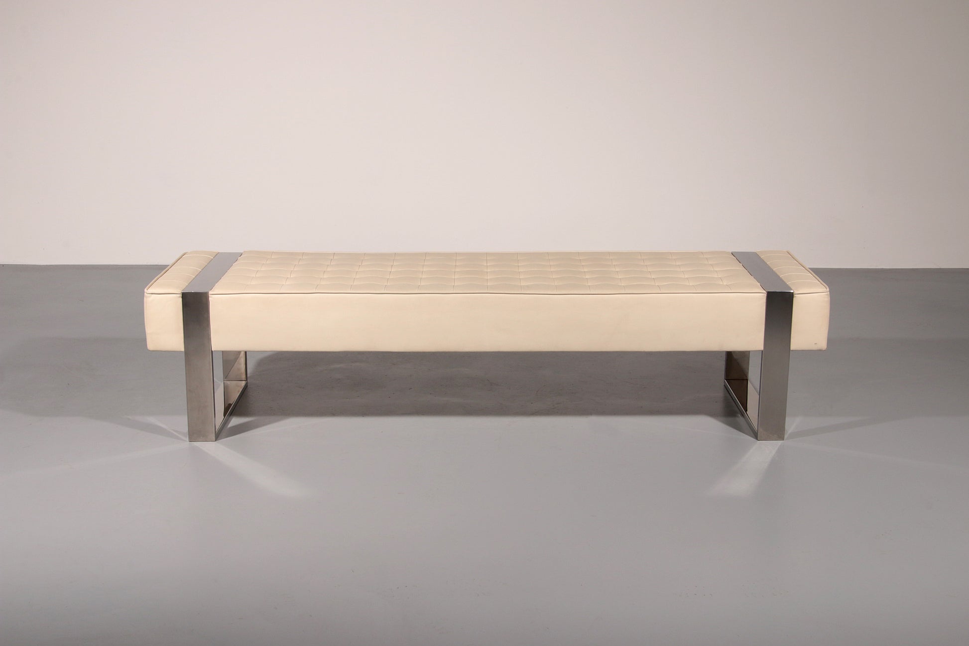 Leather Bench with Chrome Base from Germany 1980