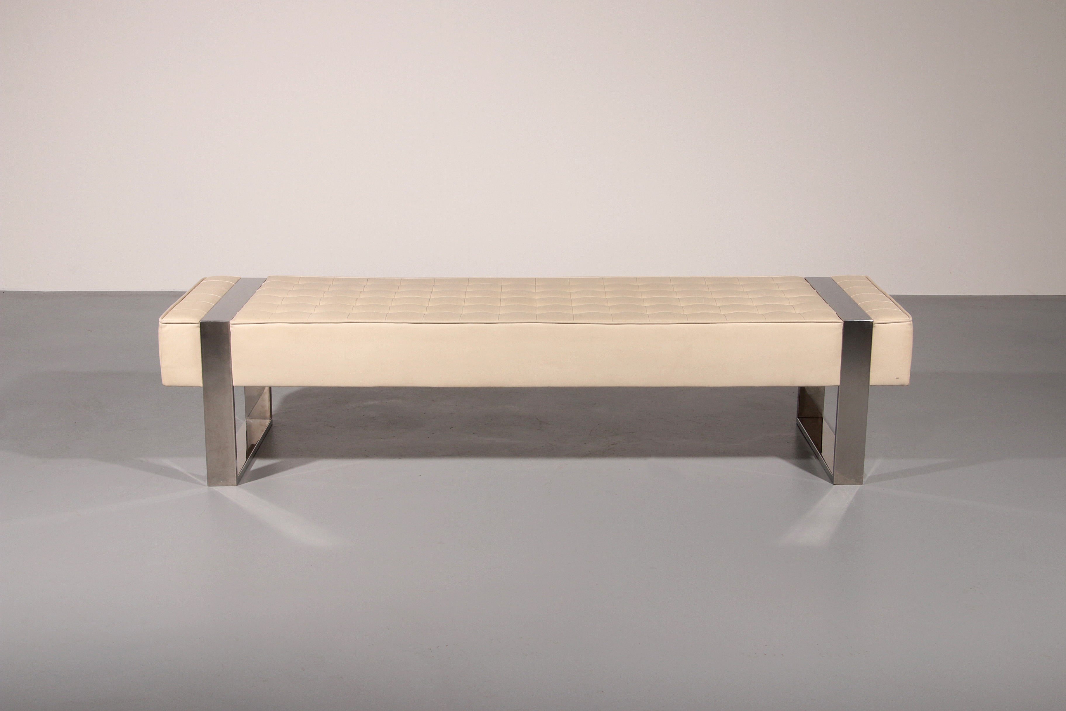 Leather Bench with Chrome Base from Germany 1980