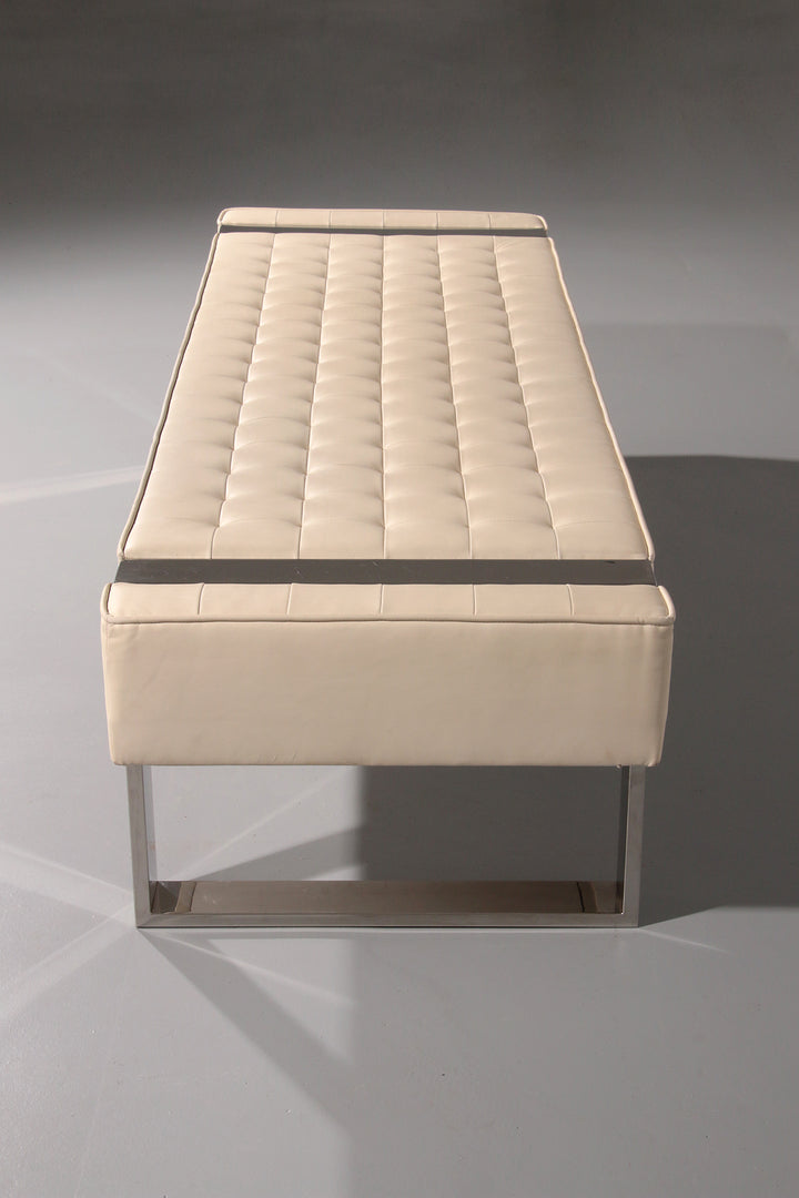 Leather Bench with Chrome Base from Germany 1980