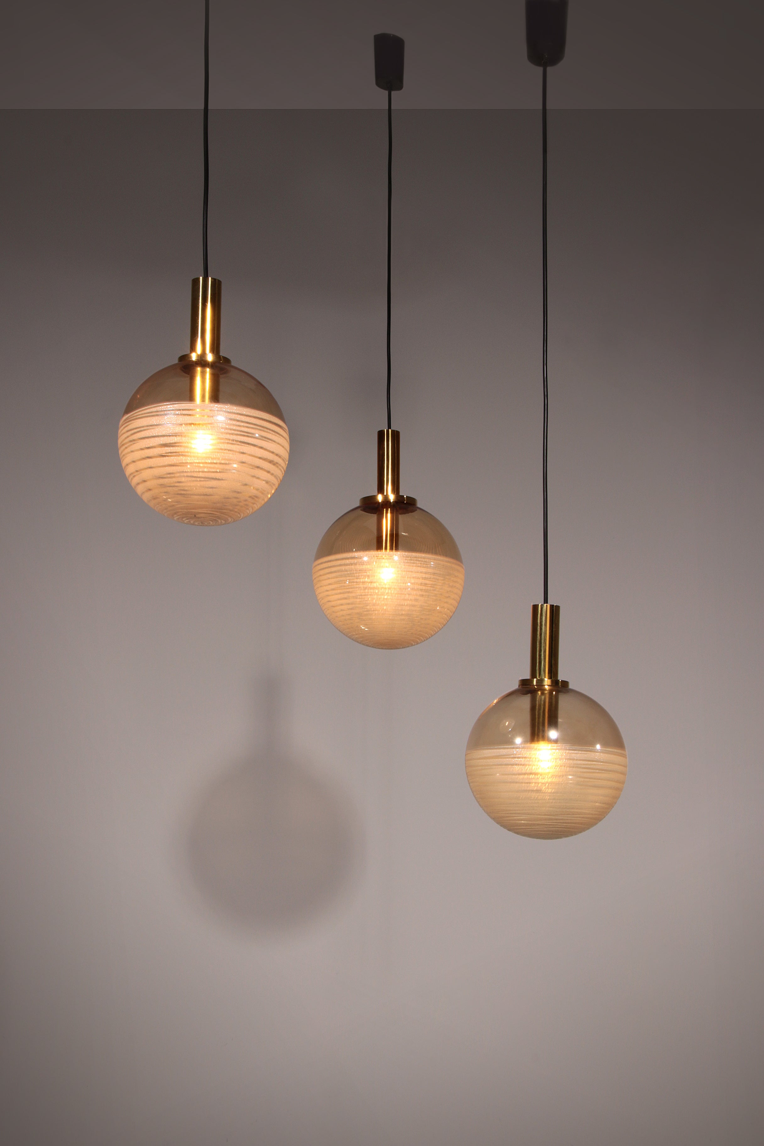 Glashütte Limburg Hanging Lamp  Amber Glass, 1960s