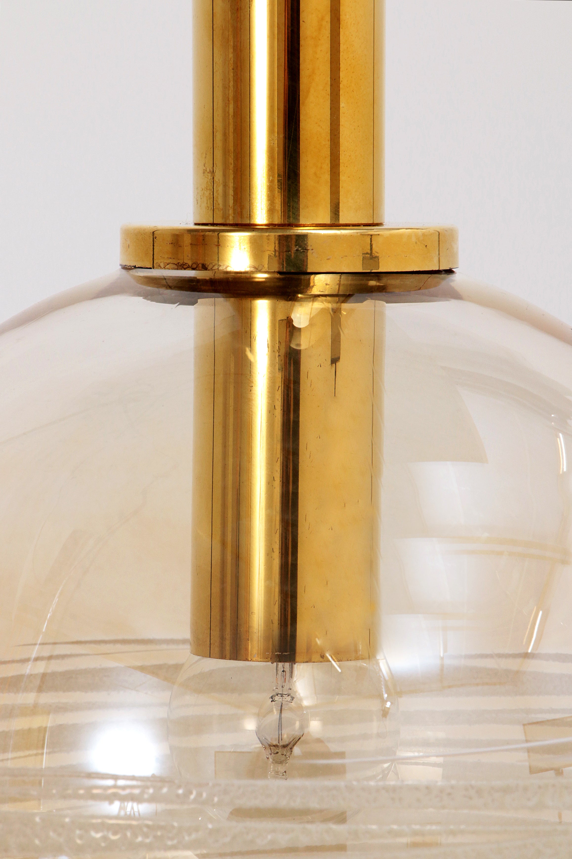 Glashütte Limburg Hanging Lamp  Amber Glass, 1960s