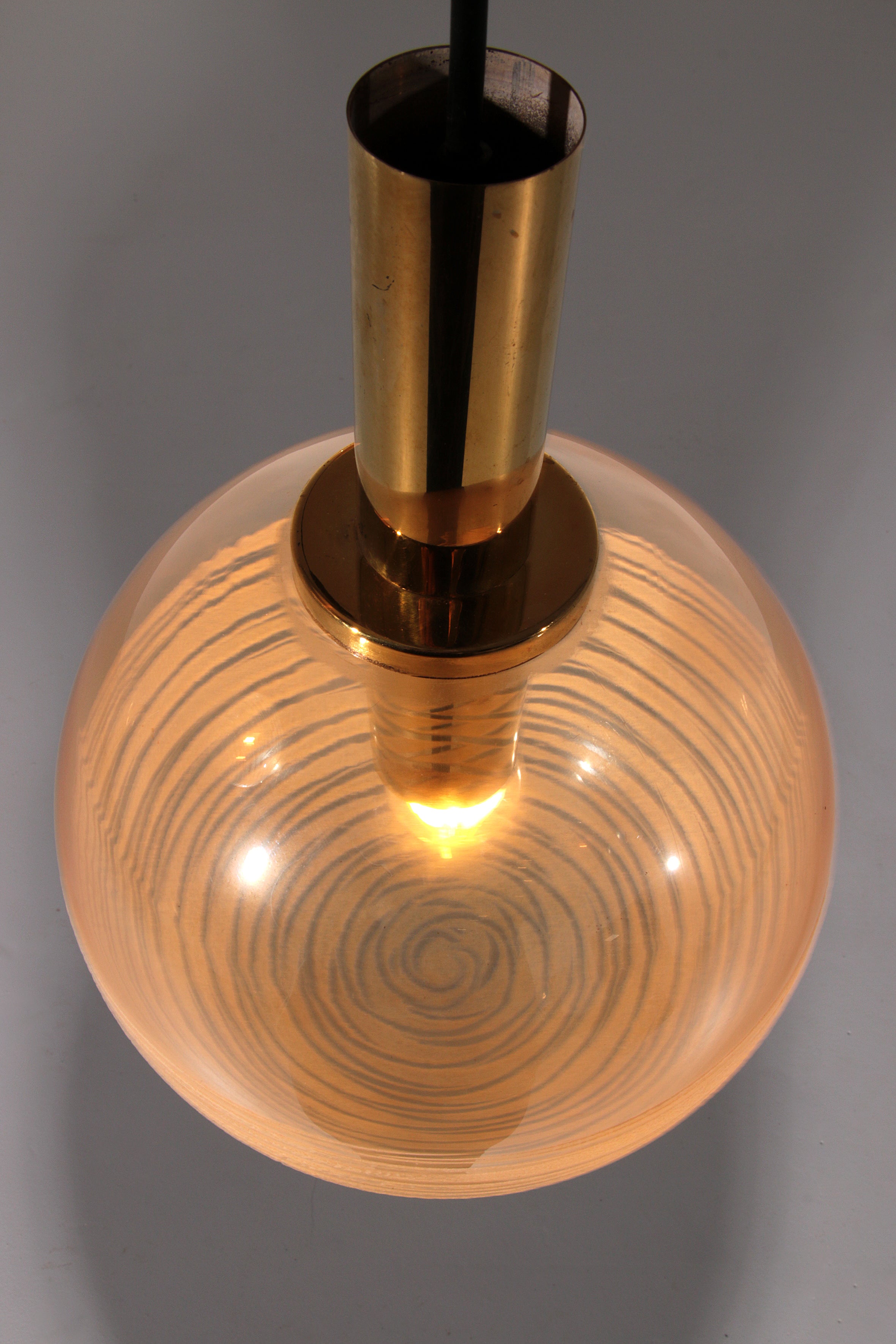 Glashütte Limburg Hanging Lamp  Amber Glass, 1960s