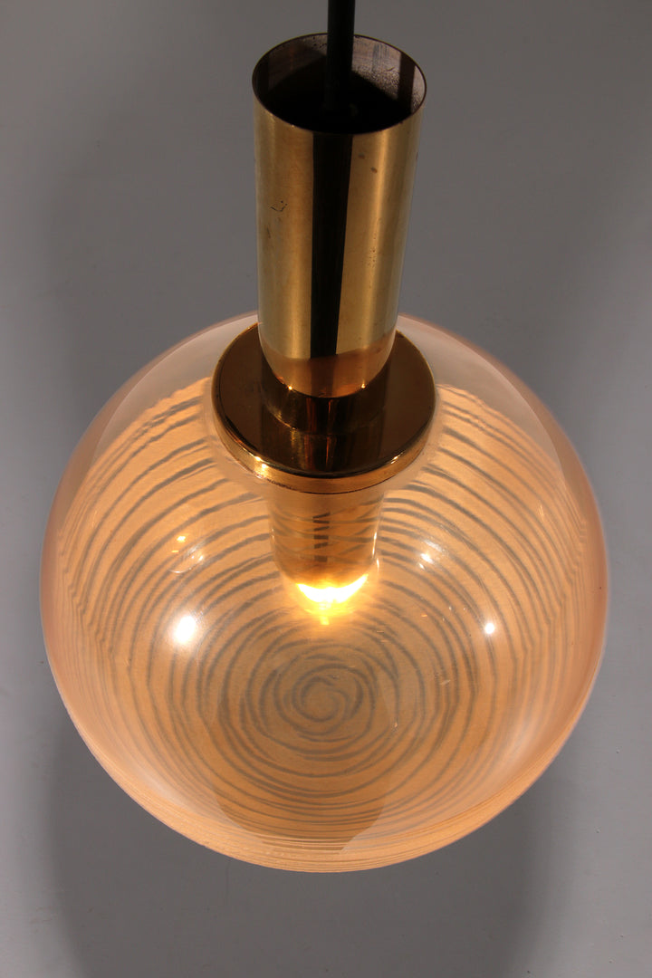 Glashütte Limburg Hanging Lamp  Amber Glass, 1960s