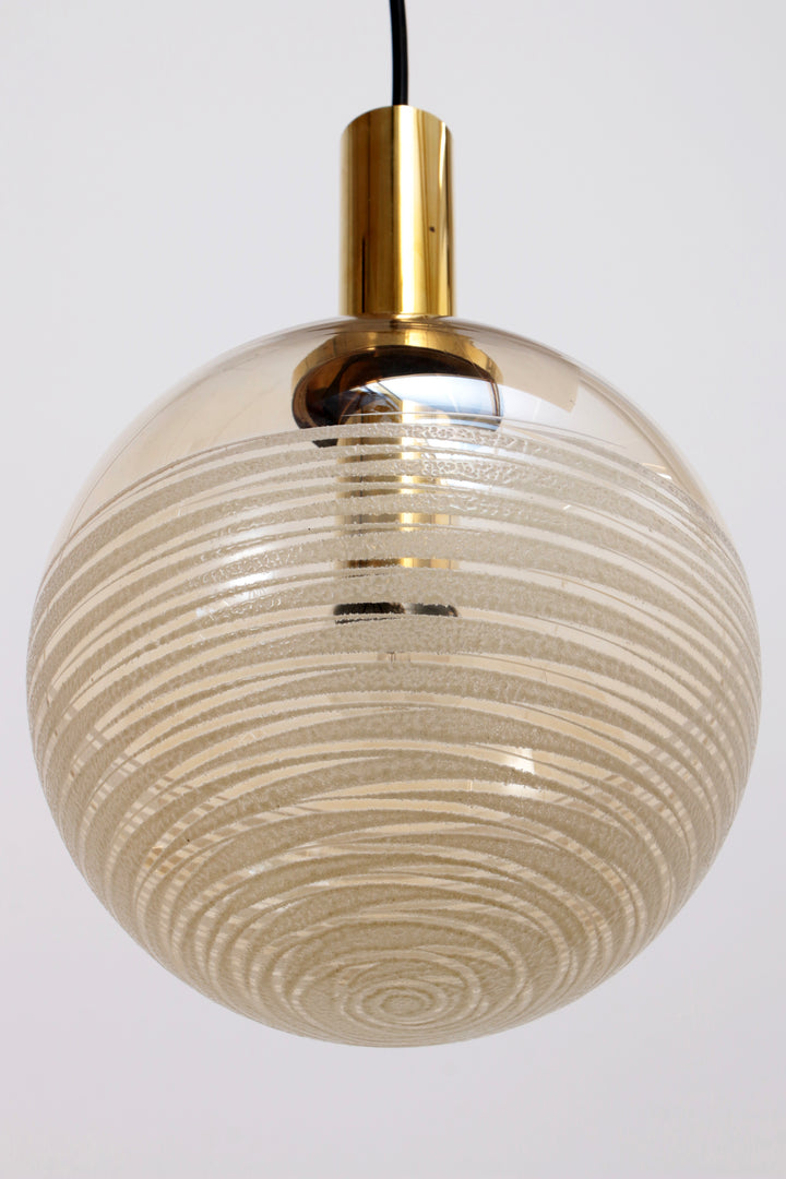 Glashütte Limburg Hanging Lamp  Amber Glass, 1960s