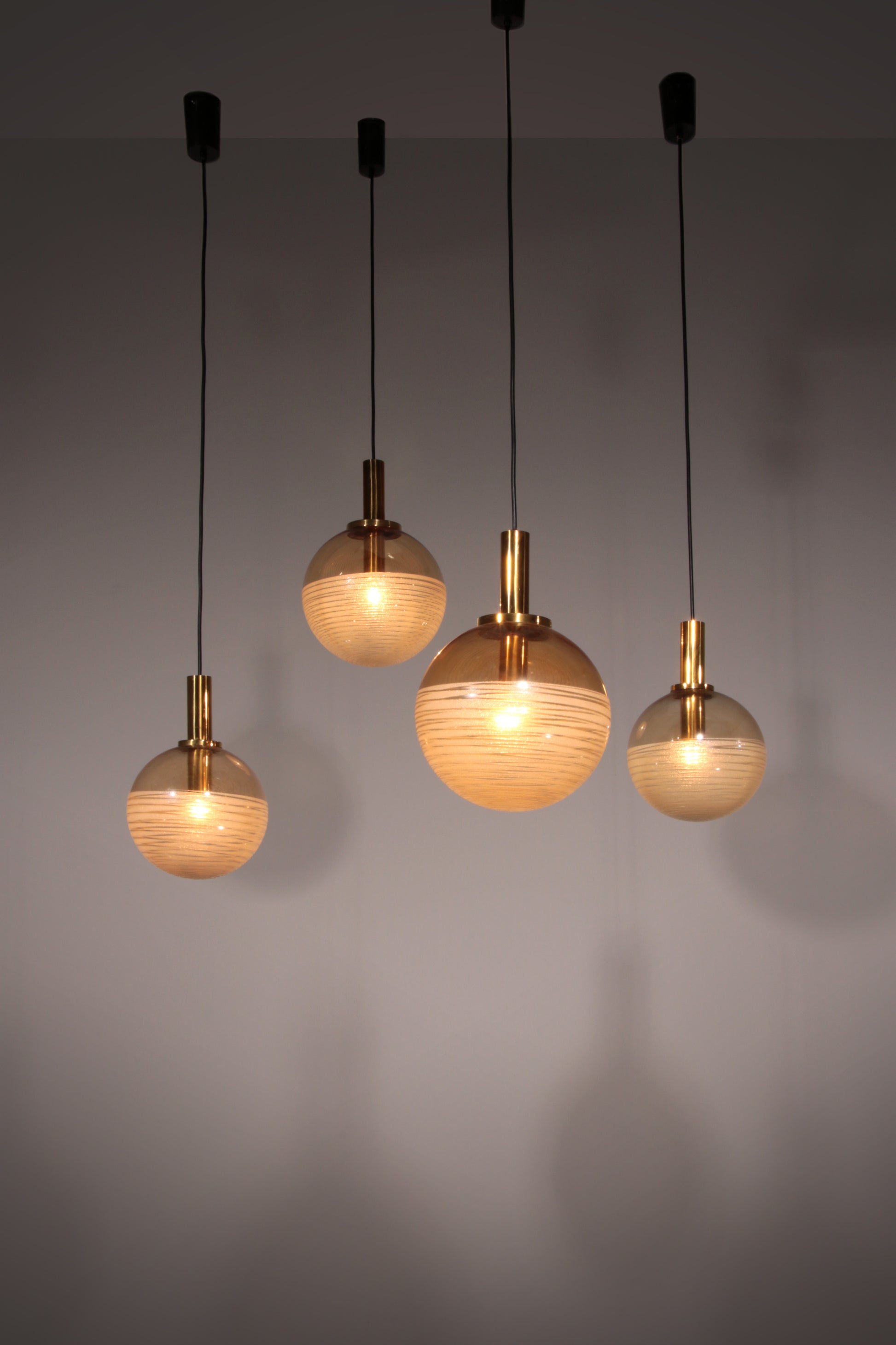 Glashütte Limburg Hanging Lamp  Amber Glass, 1960s