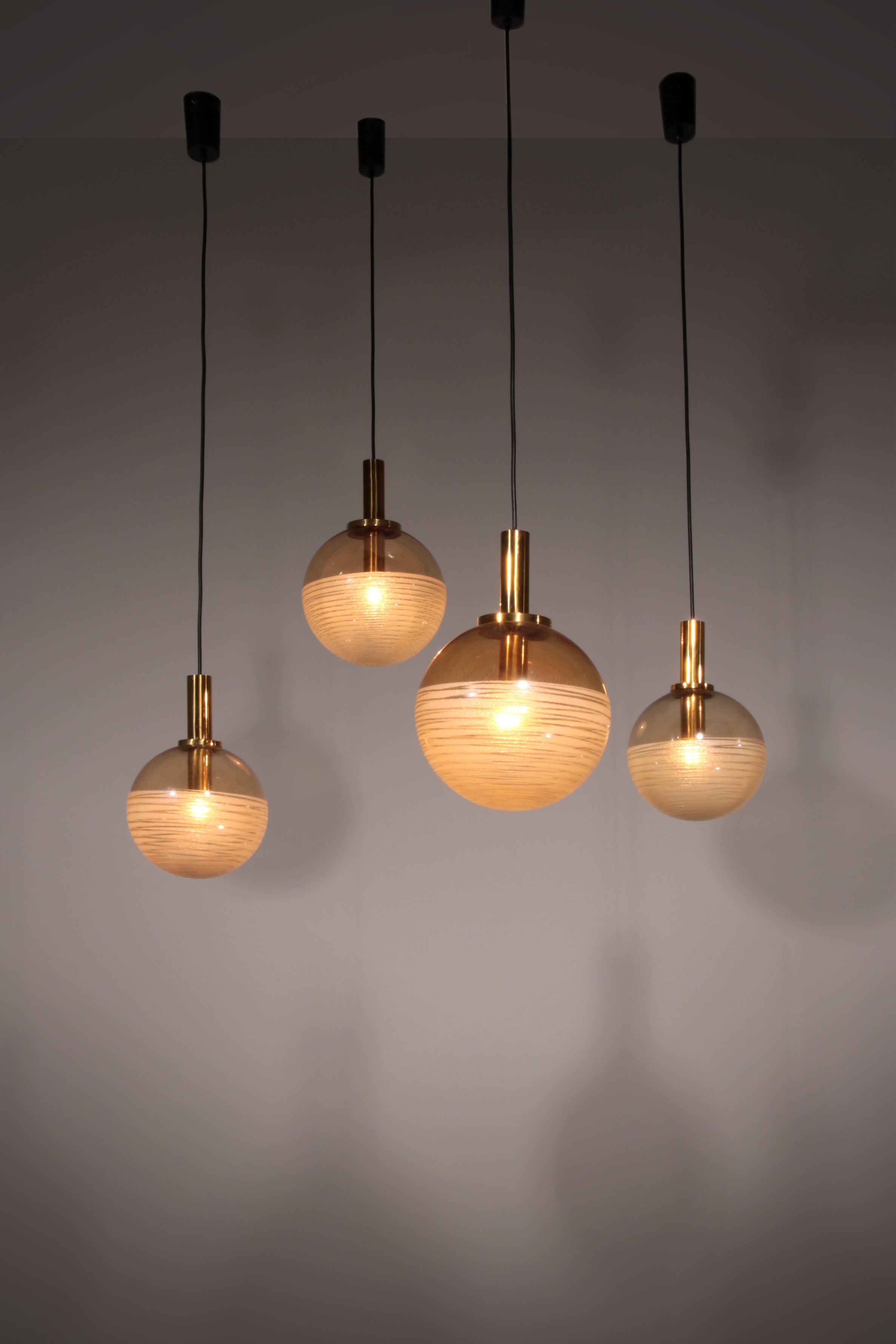 Glashütte Limburg Hanging Lamp  Amber Glass, 1960s