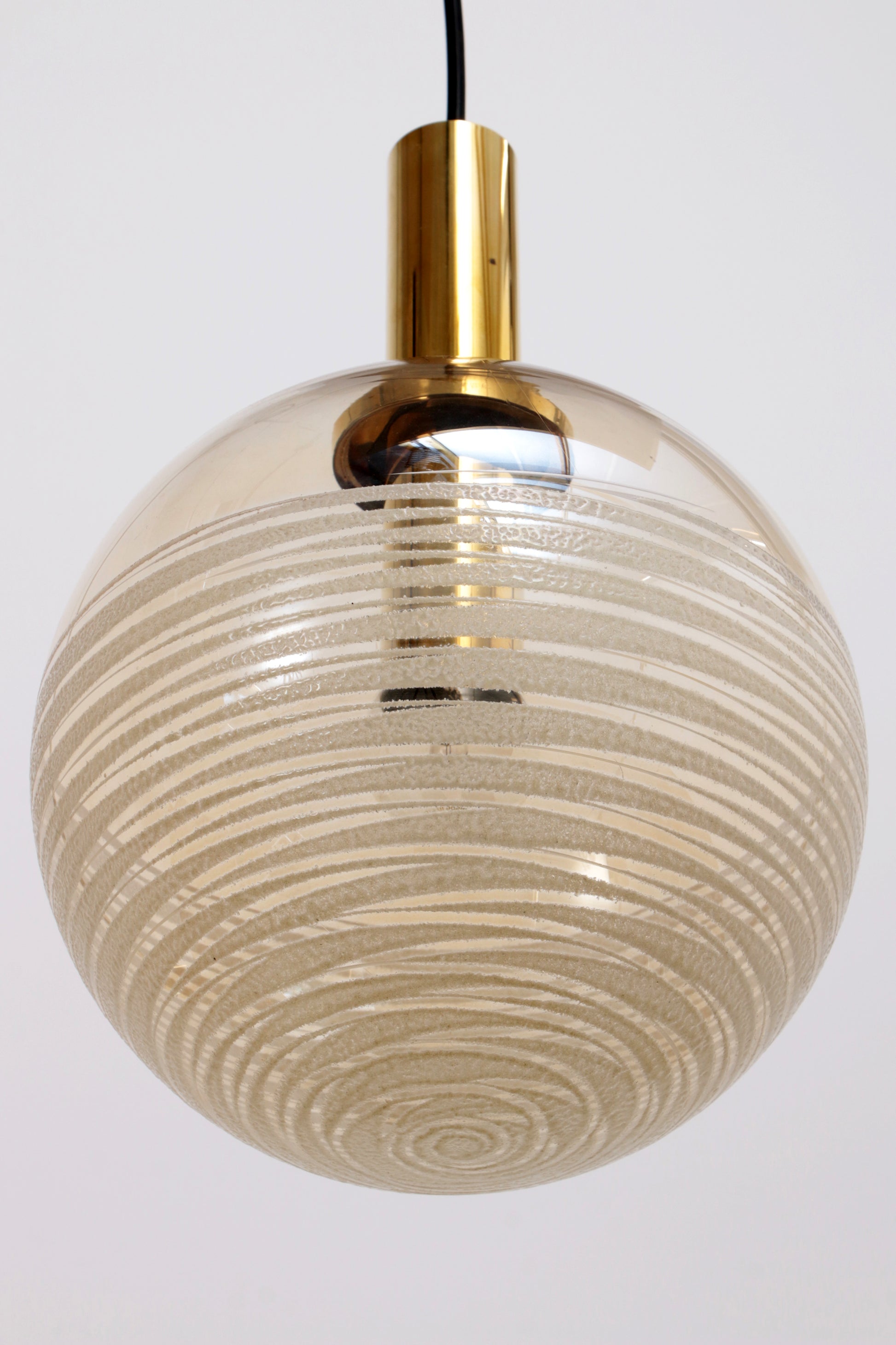 Glashütte Limburg Hanging Lamp  Amber Glass, 1960s