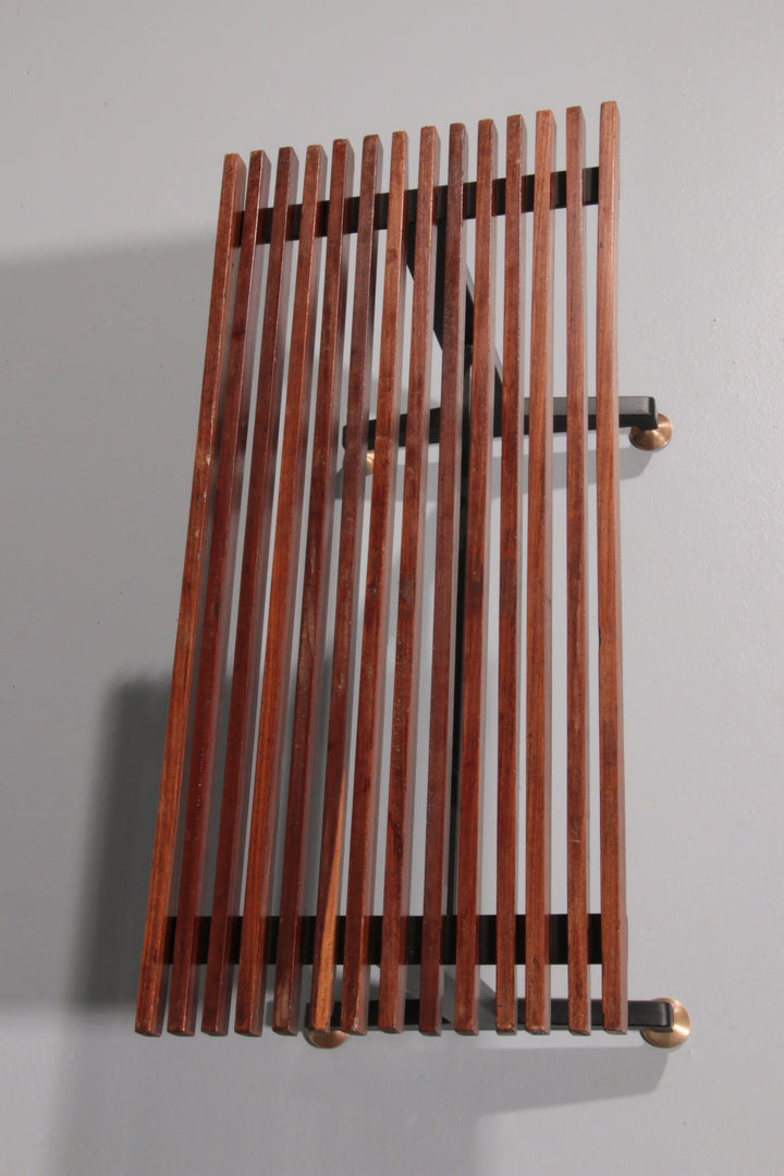 Mid-Century Italian Bench 1960s with Black Metal Frame,and Solid Teak Slats