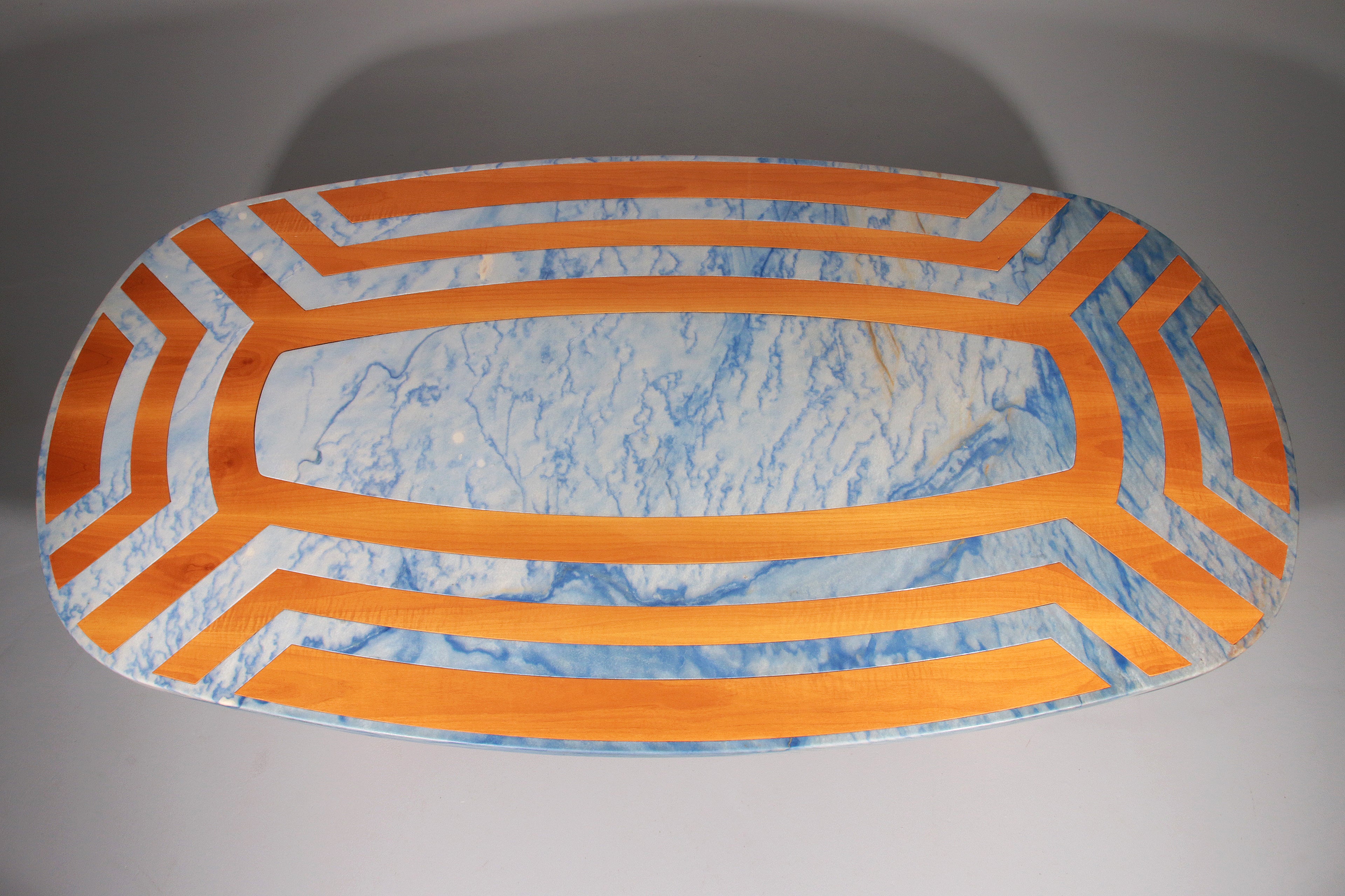 Exquisite Blue Braziliaans Marble Tabletop with Hand-Inlaid Wood